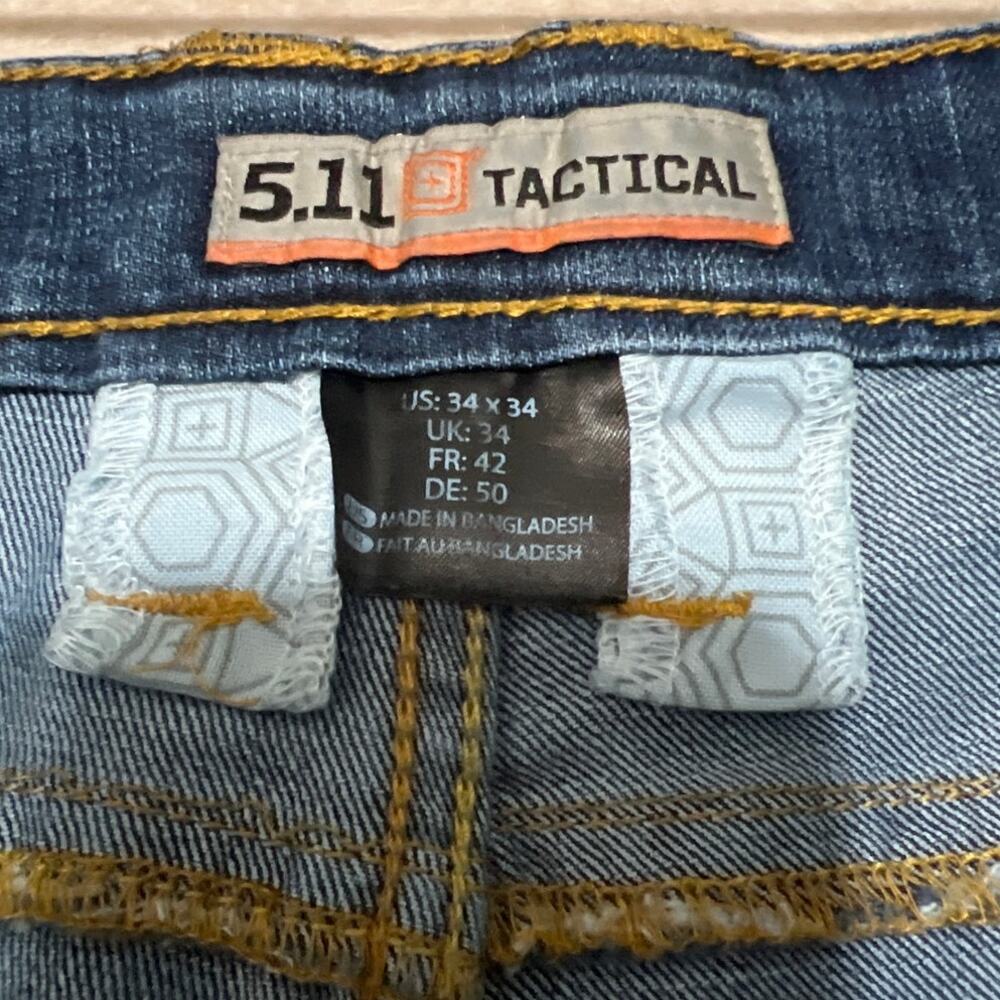 5.11 Men's Straight Fit Defender-Flex Jean, Stone Wash Indigo, Size 34" x 34" - Picture 4 of 11